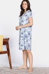 Zivame Nature Trails Knit Cotton Knee Length Nightdress - Delicate Blue — thumbnail 3